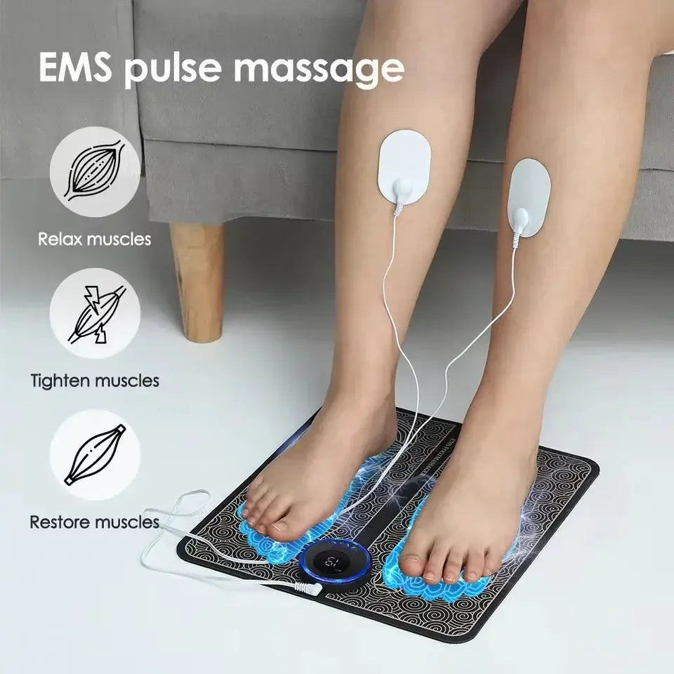 Electric Foot Massager Pad With EMS Therapy Portable Foldable Design For Feet Ankles Calves And Relaxation