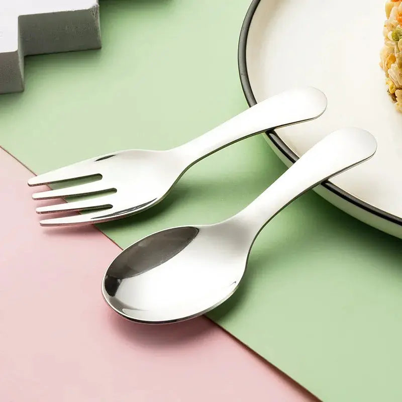 Outdoor Travel 304 Stainless Steel Portable Tableware Set Spoon And Fork For Kids Dessertware