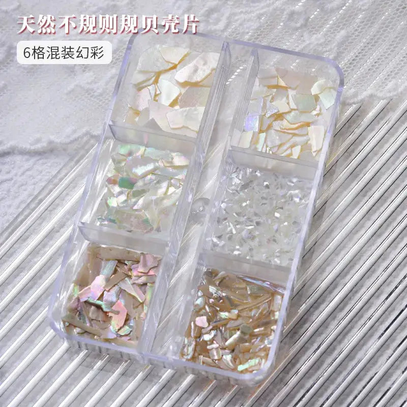Aurora Abalone Shell Flakes Nail Charms 3D Irregular Slice Sequins Iridescent Natural Shell Shimmers For Nail Art