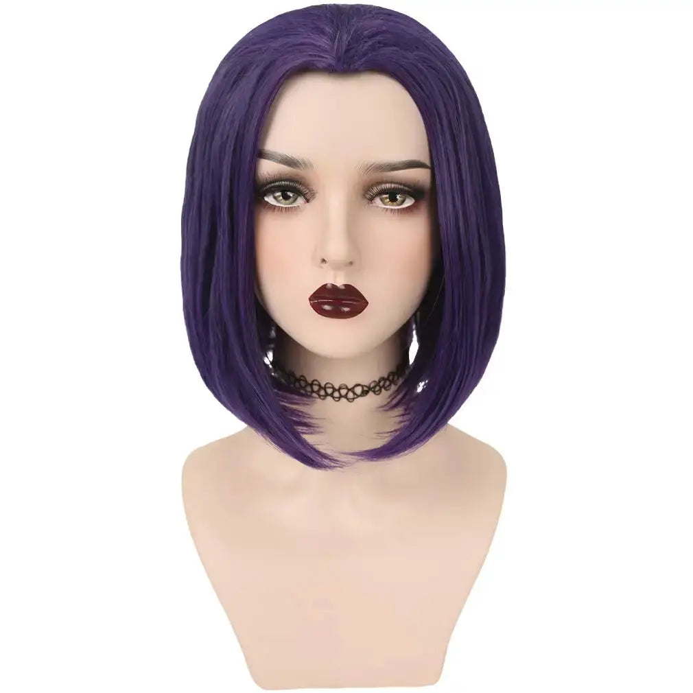 Anime Raven cosplay wig, purple short straight synthetic, by Simples Market