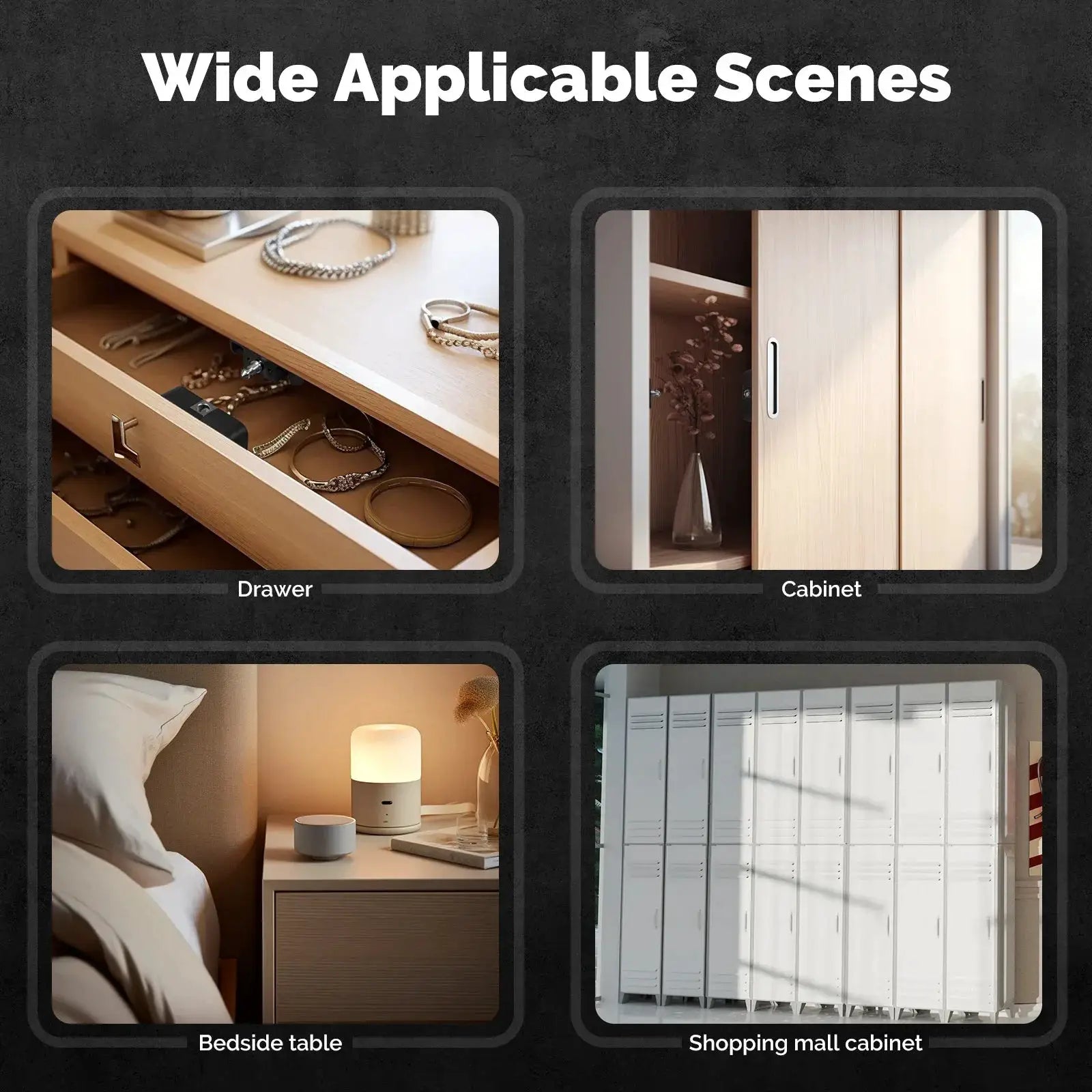 MOES smart Bluetooth drawer lock by Simples Market for wood furniture; Tuya app remote control and keyless IC card