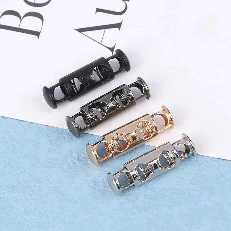 10 Piece Metal Double Hole Head Spring Cord Locks Adjustable Buckles Tightening Fasteners For Elastic Cords Sewing Tools