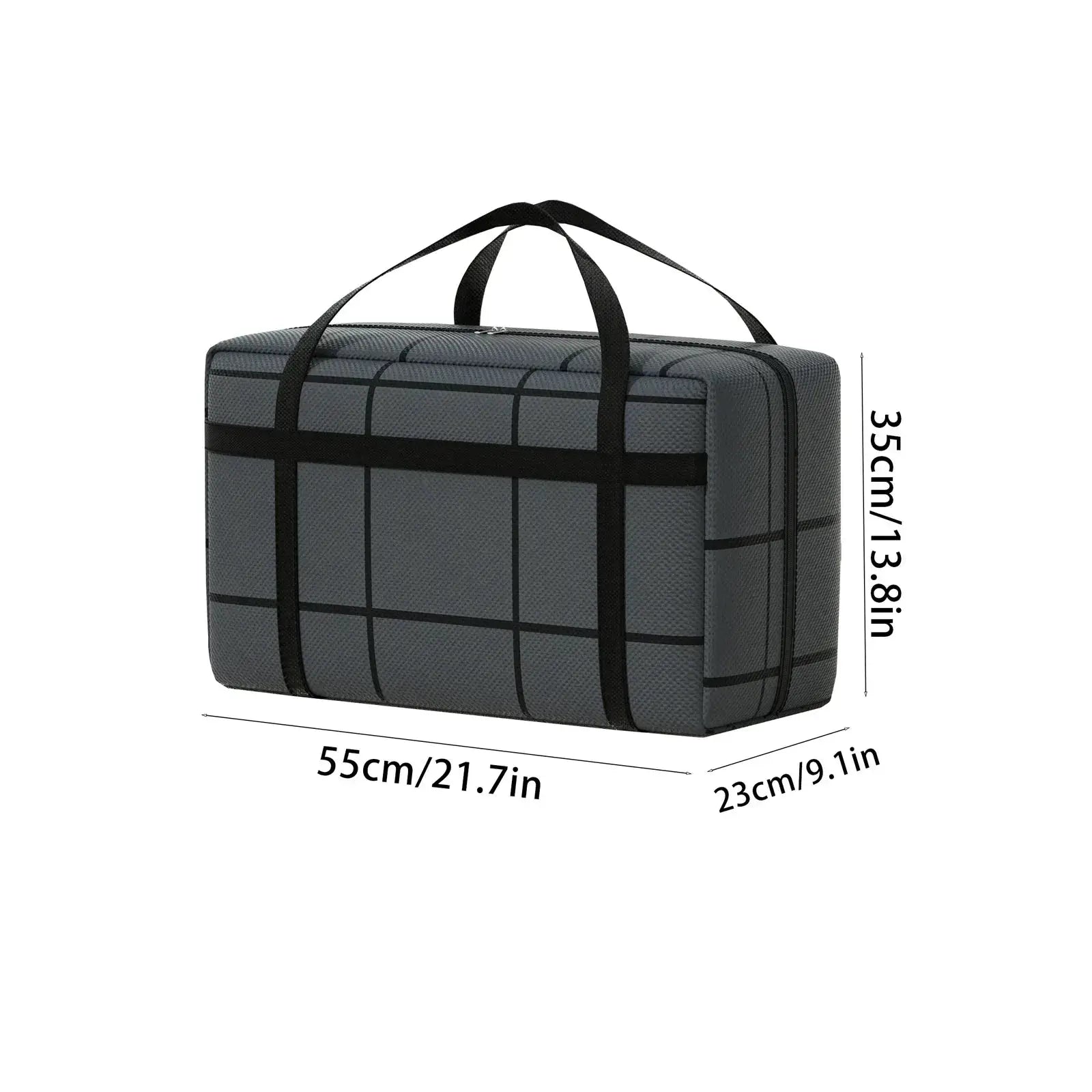 Simples Market multifunctional travel duffel bag in gray grid-pattern fabric with black handles