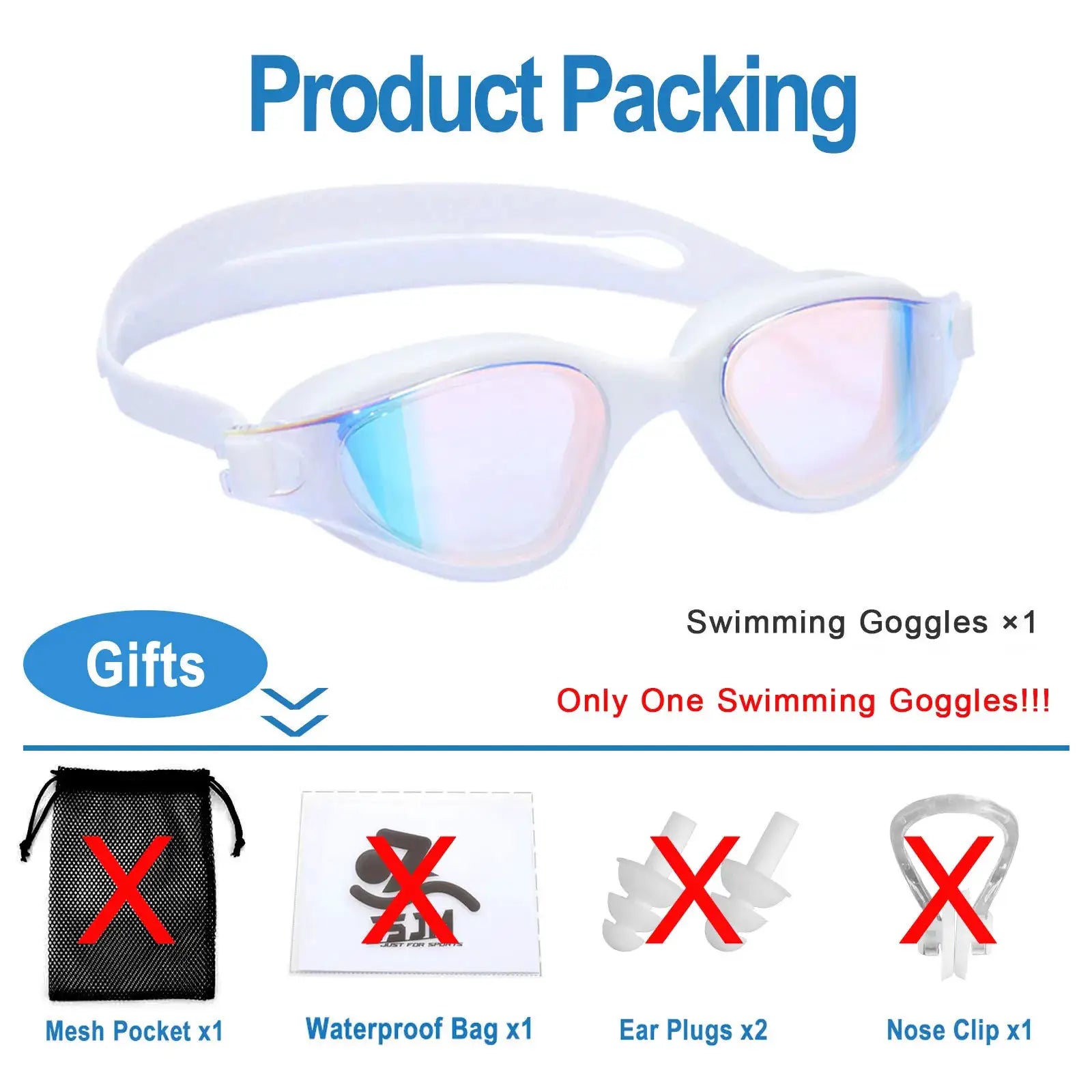 Unisex Adult Swimming Goggles Anti Fog Swim Glasses Adjustable Silicone Strap Waterproof Eyewear