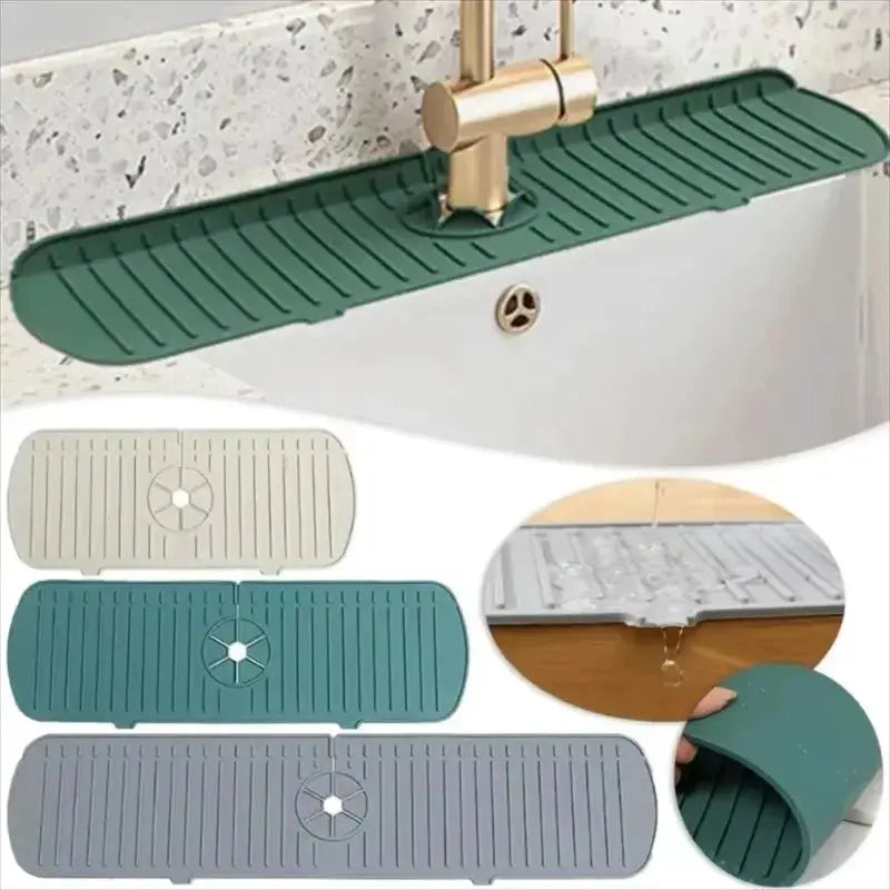 Silicone Faucet Water Catcher Mats For Kitchen Sink Anti Slip Spill Proof Drying Splash Guard Pads