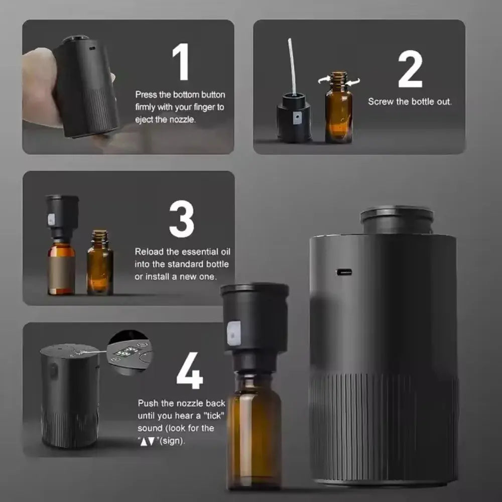 Portable Essential Oil Diffuser For Home Office And Car Rechargeable Aromatherapy Scent Diffuser And Air Freshener