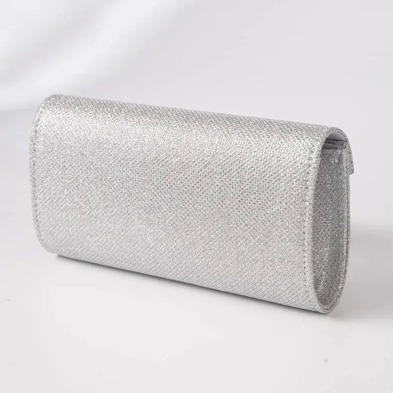 Women's glitter silver envelope evening bag clutch sparkling