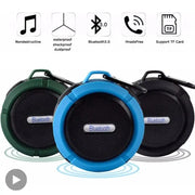 Simples Market waterproof wireless portable Bluetooth speaker trio in blue, green and black with carrying handles