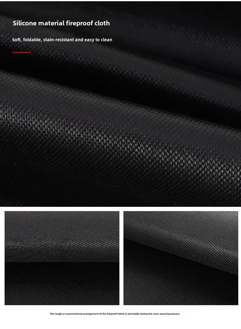 Simples Market fireproof silicone-coated fiberglass insulation mat, black; three-panel display