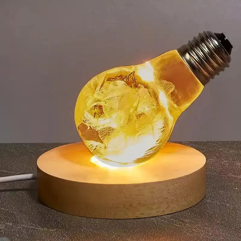 Wooden USB LED Display Base Night Light for Desk Art Decor Stand Lamp Holder Ornament