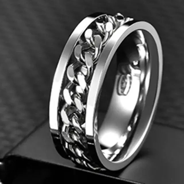 Stainless Steel Rotating Chain Ring for Men and Women High Quality Spinner Punk Jewelry for Parties Gift