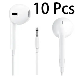 Simples Market 10-pack white wired stereo headphones with 3.5mm plug for phones and computers