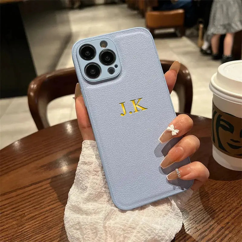 LuxCase Personalized Leather iPhone Case For 11 Through 17 Pro Max Plus 17 Air With Custom Initials And Name Engraving