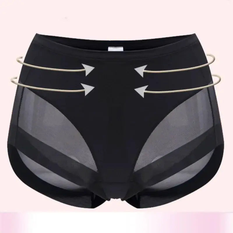 Mid-rise mesh-panel shaping briefs, 2-pack black with tummy control and butt lift