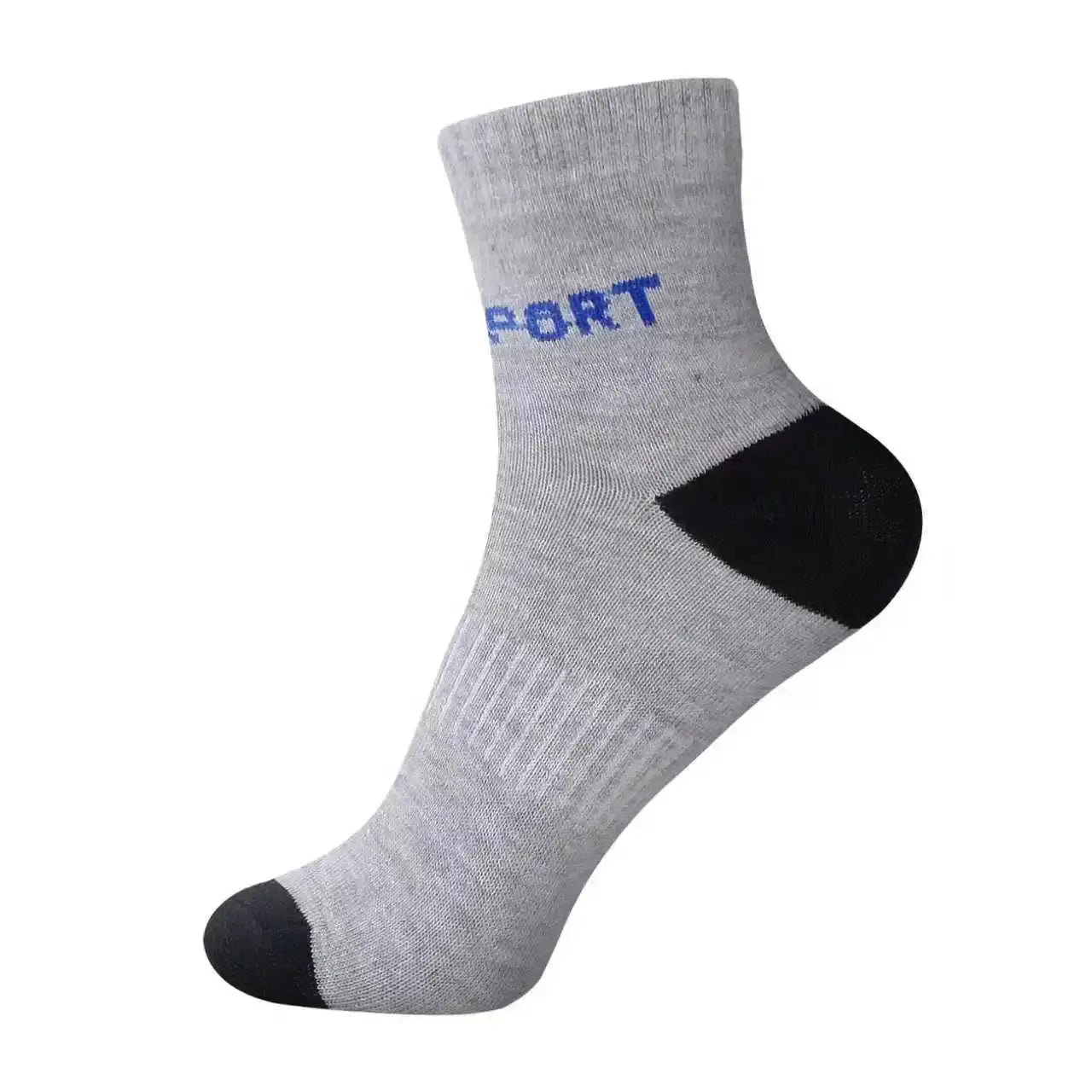 5 Pairs Mens Cotton Socks Breathable Sports Crew Socks With Letter Design Elastic High Comfort Summer