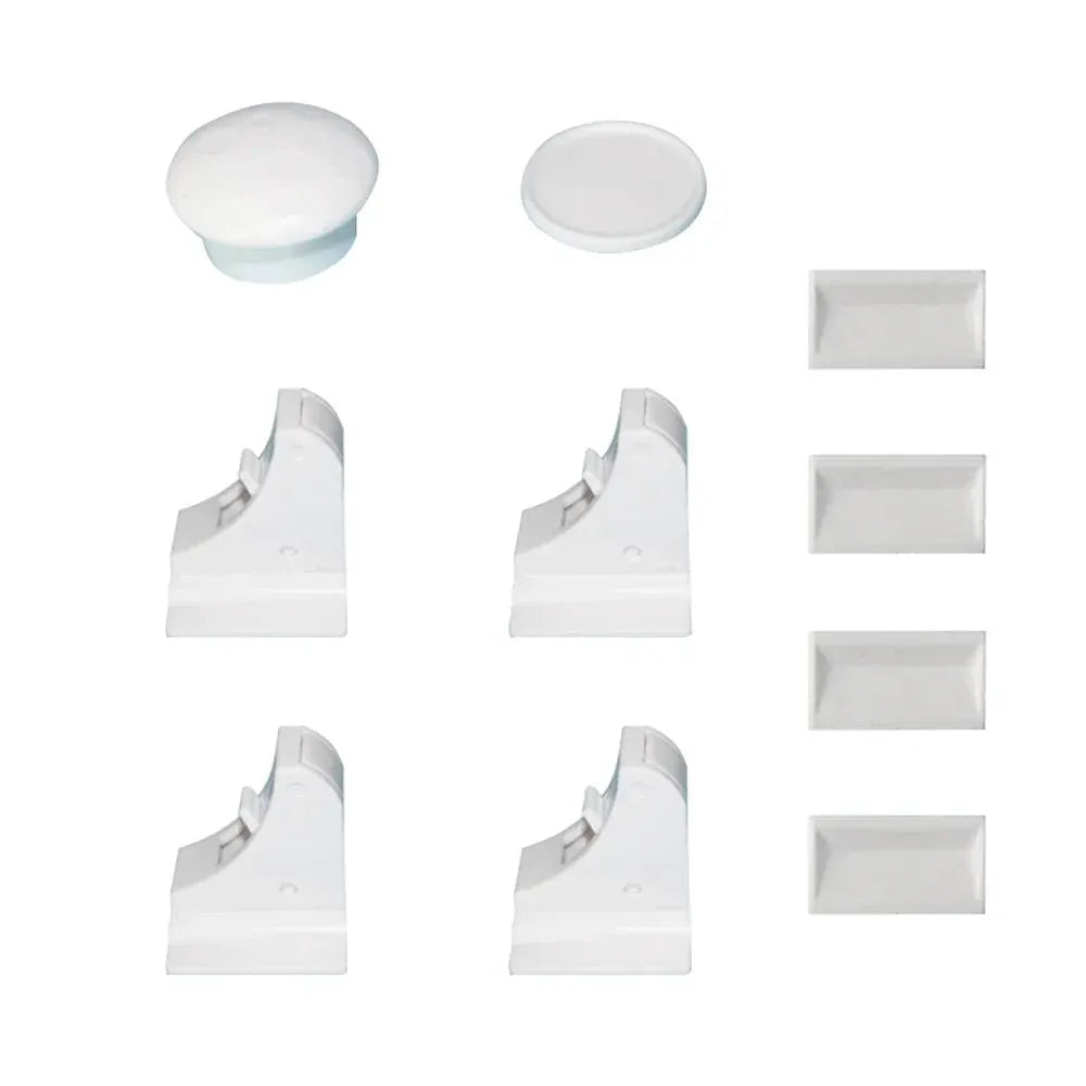 Simples Market baby safety lock set: four white magnetic cabinet/drawer latches with adhesive pads