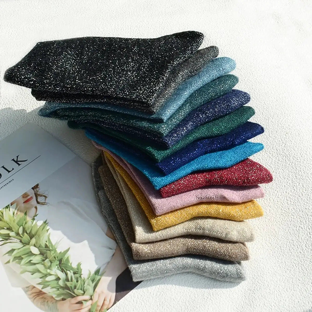 Korean Silk Co Shiny Silk Candy Colored Socks Set Three Pairs Of Cotton Knit Korean Style Hosiery