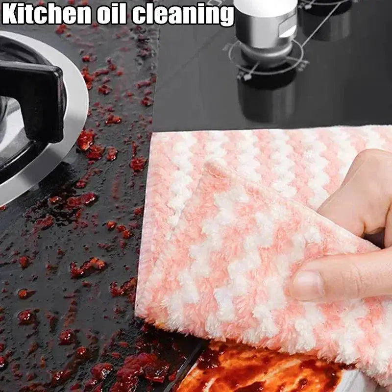Simples Market microfiber cleaning cloth, velvet pink thickened dishcloth for high-absorbency kitchen cleaning