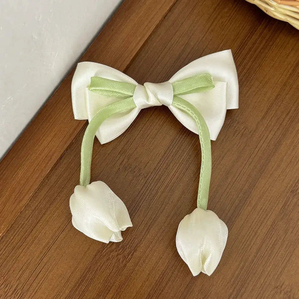 Aurora Bloom Chiffon Tulip Hair Clips for Girls Light Pink Elegant Floral Hair Accessories