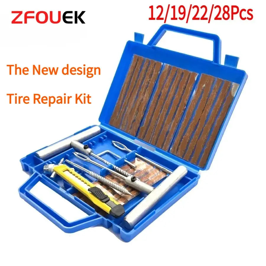ZFOUEK tire repair kit in blue plastic case with assorted puncture tools (12/19/22/28 pcs) Simples Market