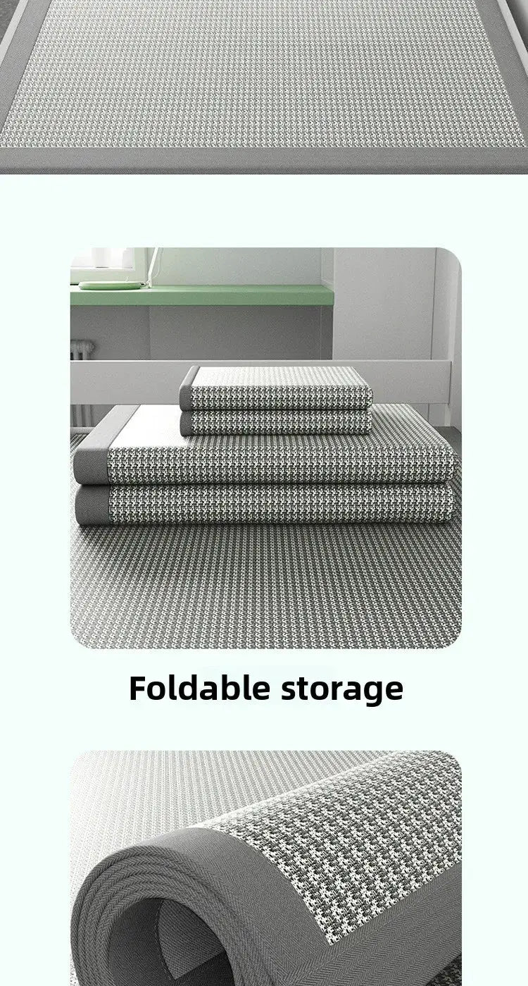 Ice Silk Sleeping Mat, 1 piece, grey jacquard cooling pad for dorm beds, foldable storage