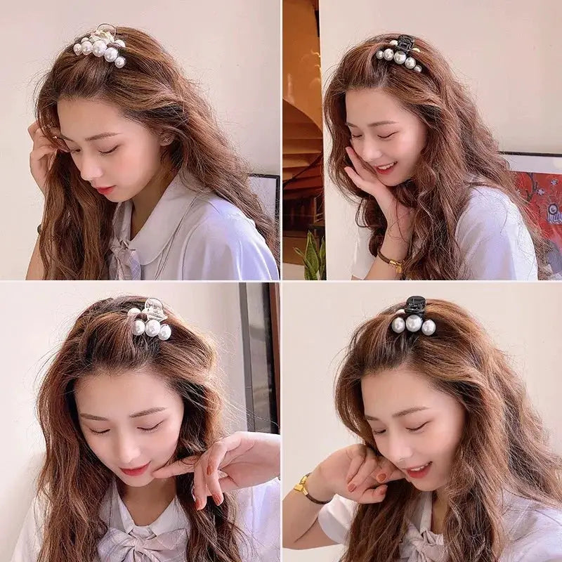 PearlGlow Simulated Pearl Hair Claws for Women Korean Acrylic Large Size Barrette Shark Clip Elegant Secure Hold All Day