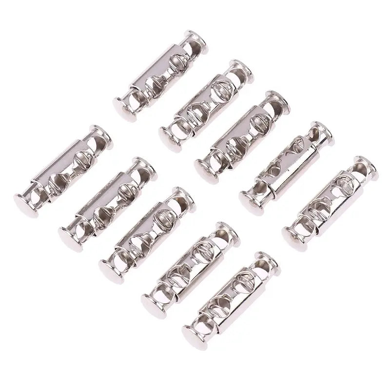 10 Piece Metal Double Hole Head Spring Cord Locks Adjustable Buckles Tightening Fasteners For Elastic Cords Sewing Tools