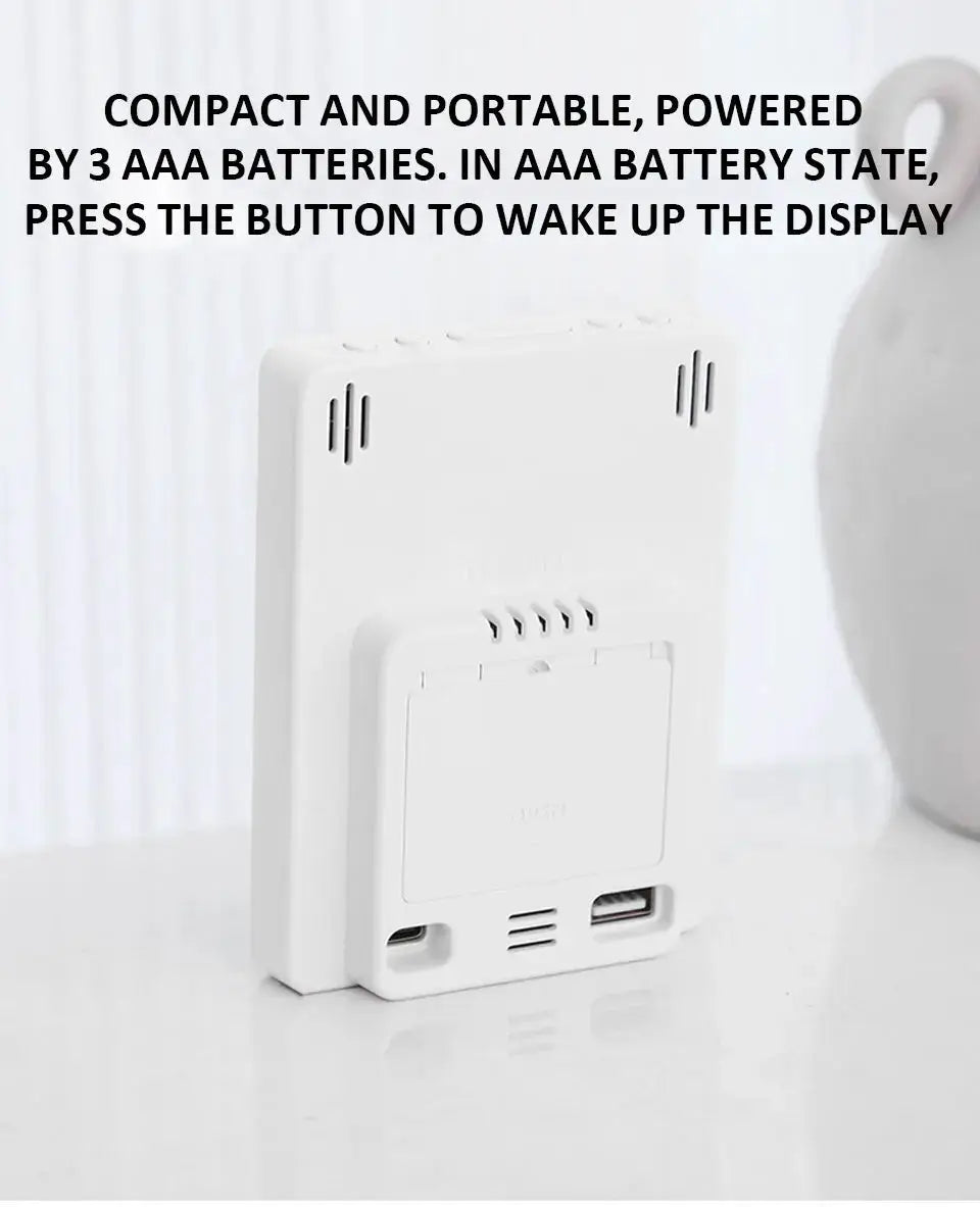 Simples Market multifunctional large-screen digital alarm clock with humidity display, white desktop clock with USB charging ports