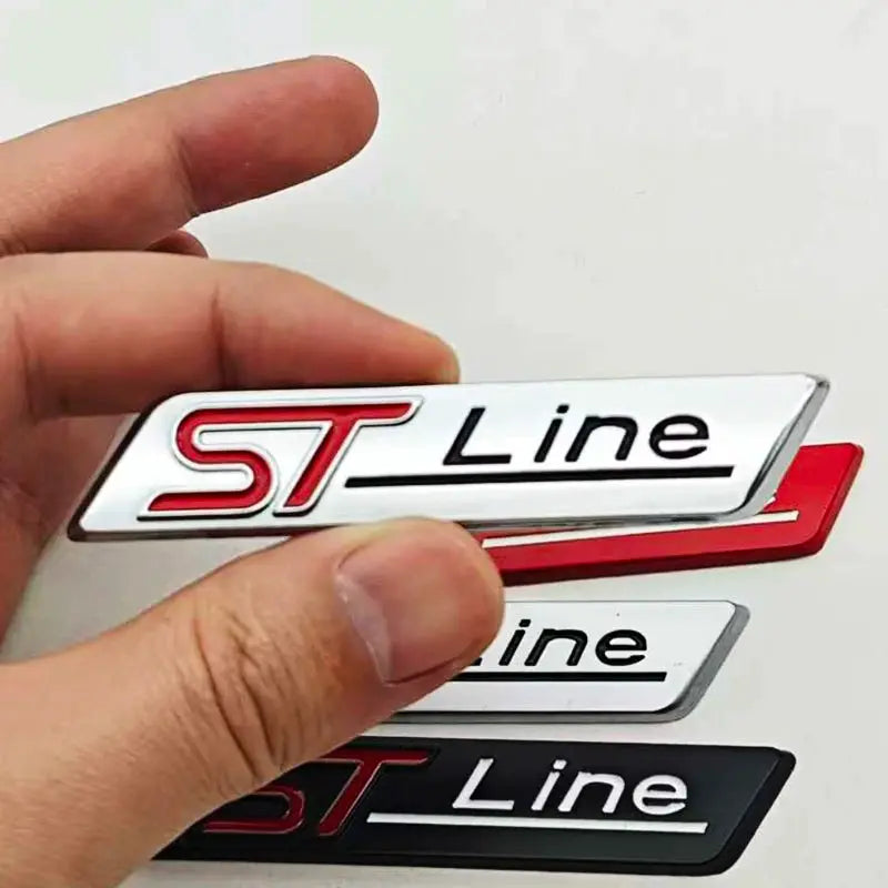 ST Line car badge emblems set (3) in white, red and black metal finish for Ford Focus/Fiesta/Mondeo by Simples Market