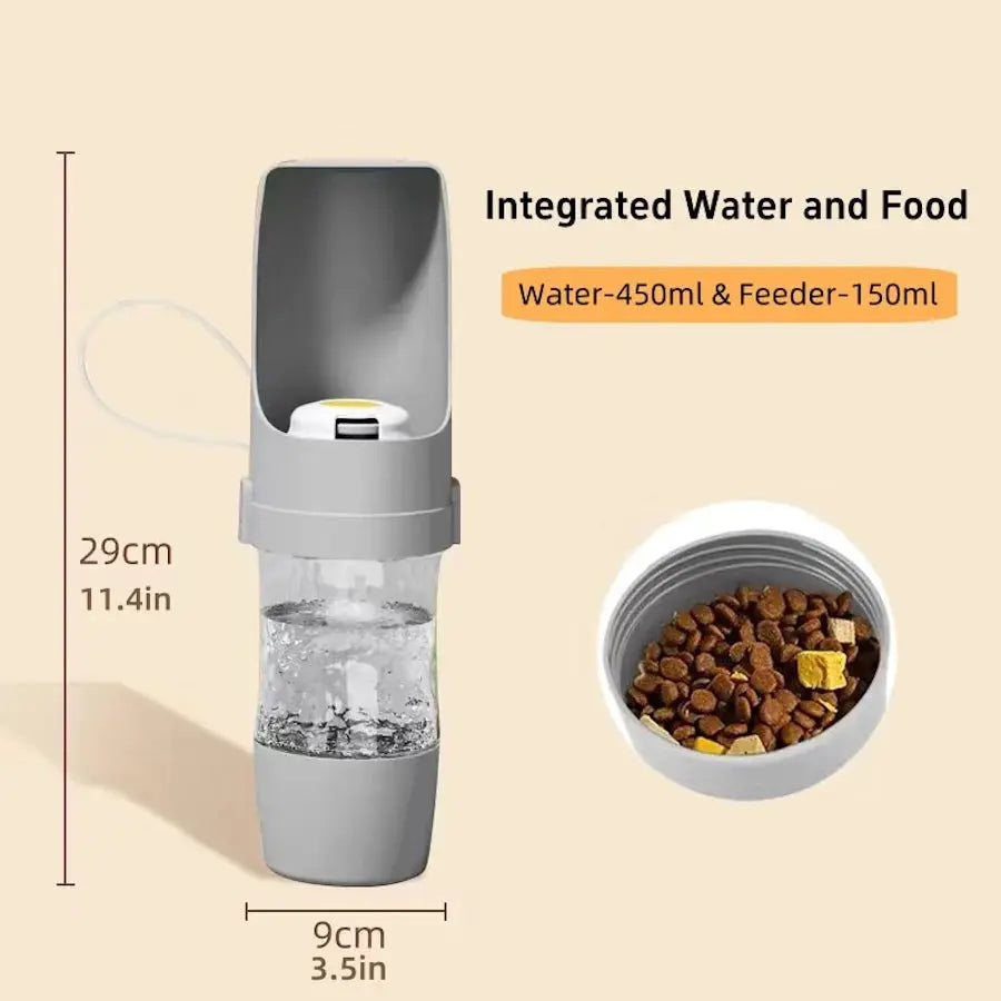 Portable Dog And Cat Water Bottle With Built In Storage Food Container For Outdoor Travel Feeder Bowl Pet Supplies