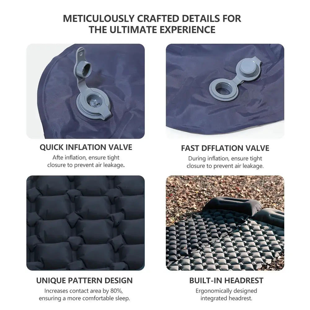 TARKA inflatable camping air mattress navy blue self-inflating sleeping pad outdoors ideal for camping trips