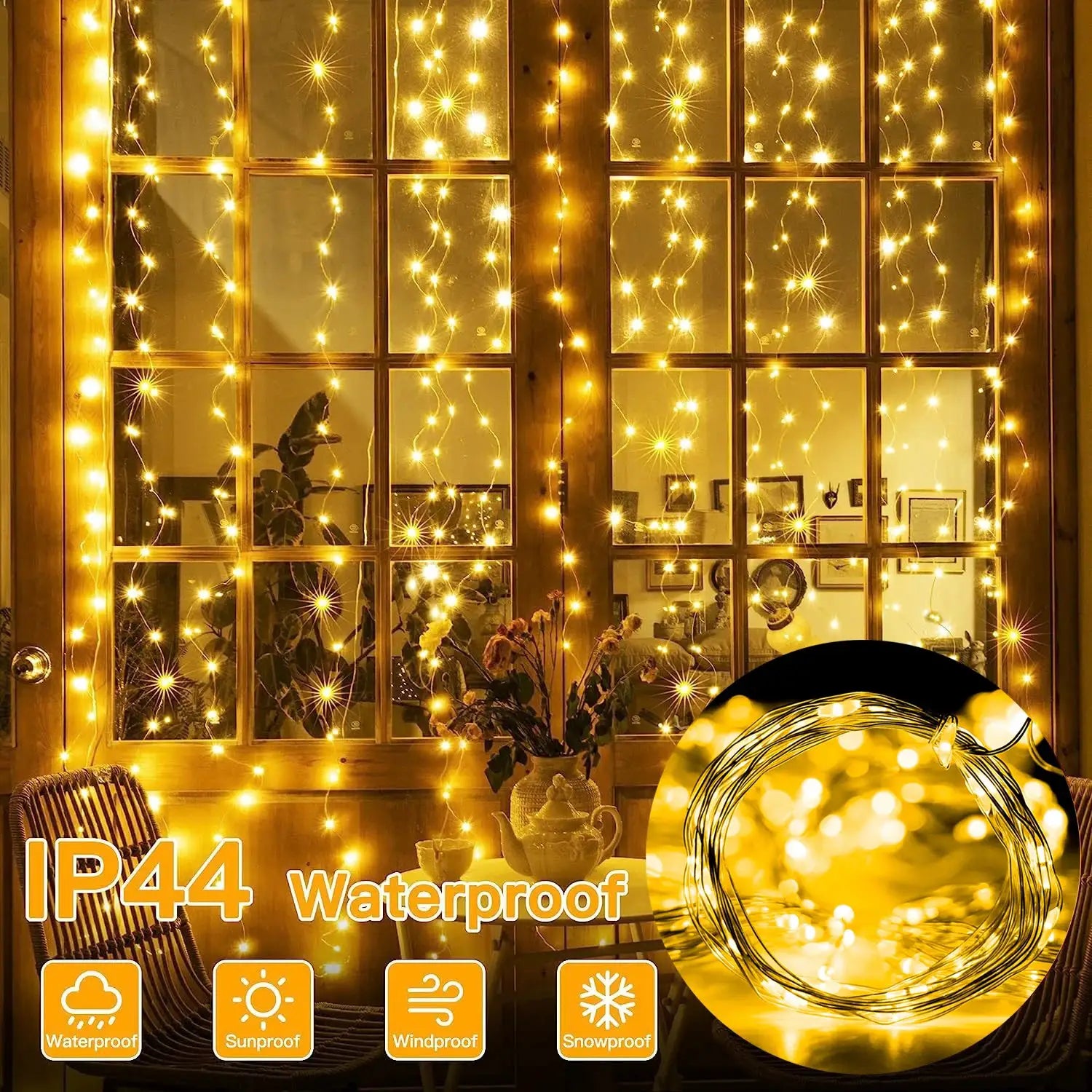 Led Fairy String Curtain Lights With 8 Modes Remote USB Festoon For Christmas Decor For Home And Holiday New Year Lamp