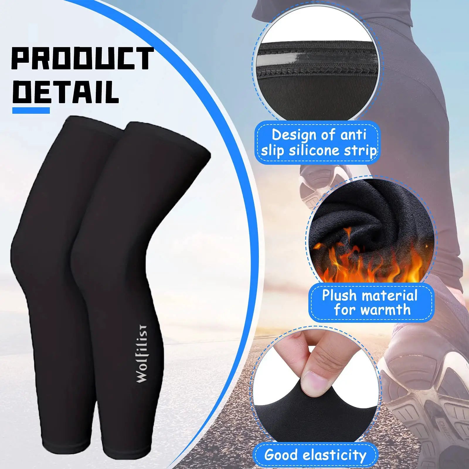 Cycling Leg Warmers Thermal Long Leg Sleeves Leg Compression Sleeves High Elasticity Stretch For Running And Cycling