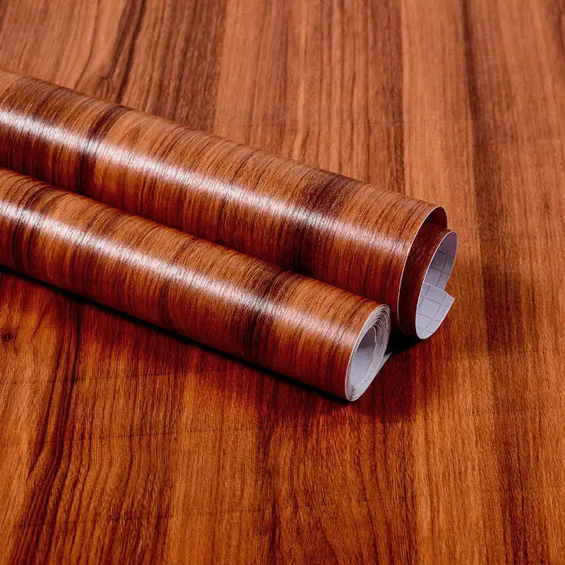 3 wood-grain vinyl wallpaper rolls with self-adhesive backing for walls and furniture