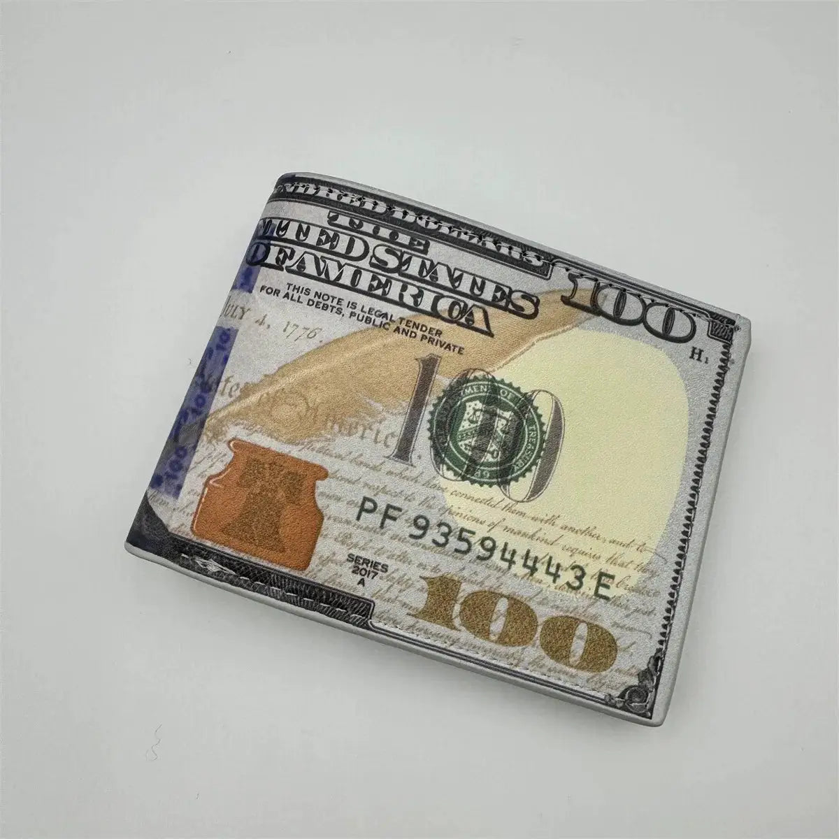 Mens Wallet With 100 US Dollar Pattern PU Leather Card Holder Coin Pocket Zipper Purse