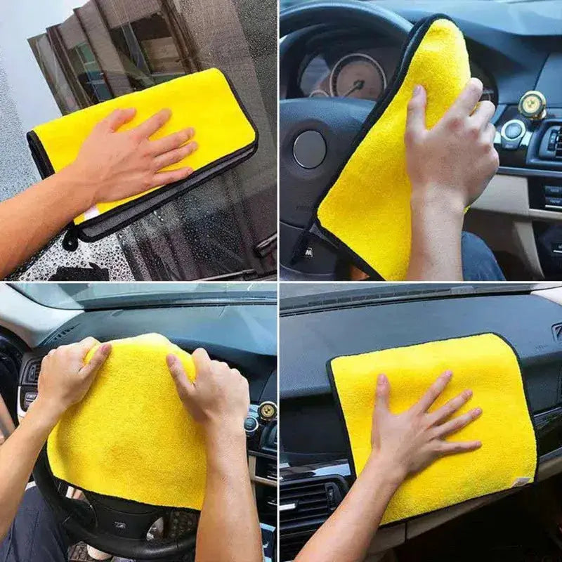 Car wash microfiber towels by Simples Market, thickened yellow cleaning cloths for drying and wiping cars