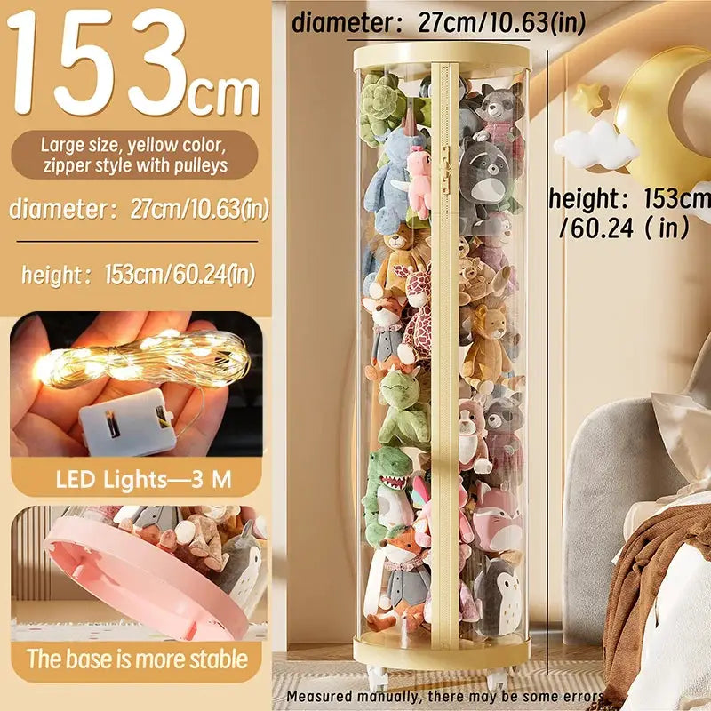 Transparent Doll Storage Box For Plush Toys And Dolls DIY Zipper Tube Organizer Christmas Gift For Kids