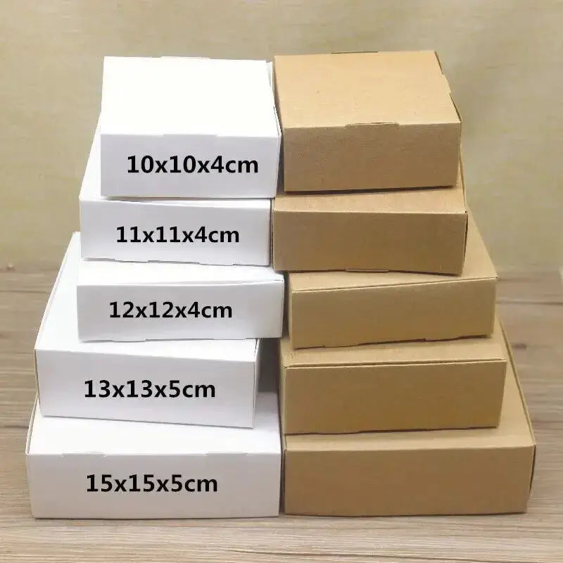 10 Piece Kraft Gift Paper Boxes Set Multiple Sizes White Or Natural Kraft Finish 250 To 300 GSM Cardboard