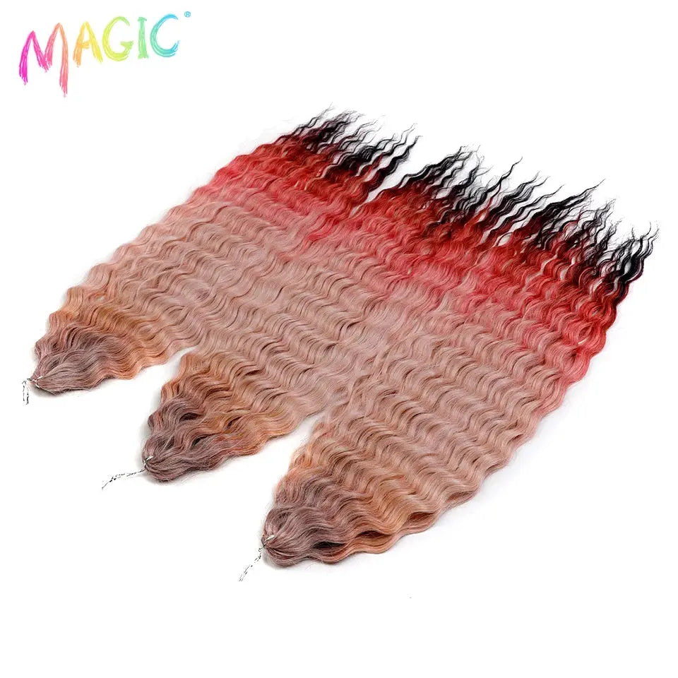 Simples Market Magic Ariel Curl crochet hair extensions, 3-pack, ombre blonde, 22-inch deep-wave braiding hair