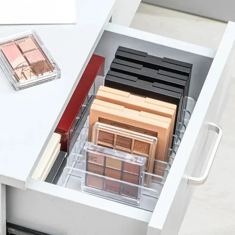 LuxeClear 7 Compartment Clear Makeup Organizer Box For Desktop Or Drawer Acrylic Cosmetic Storage