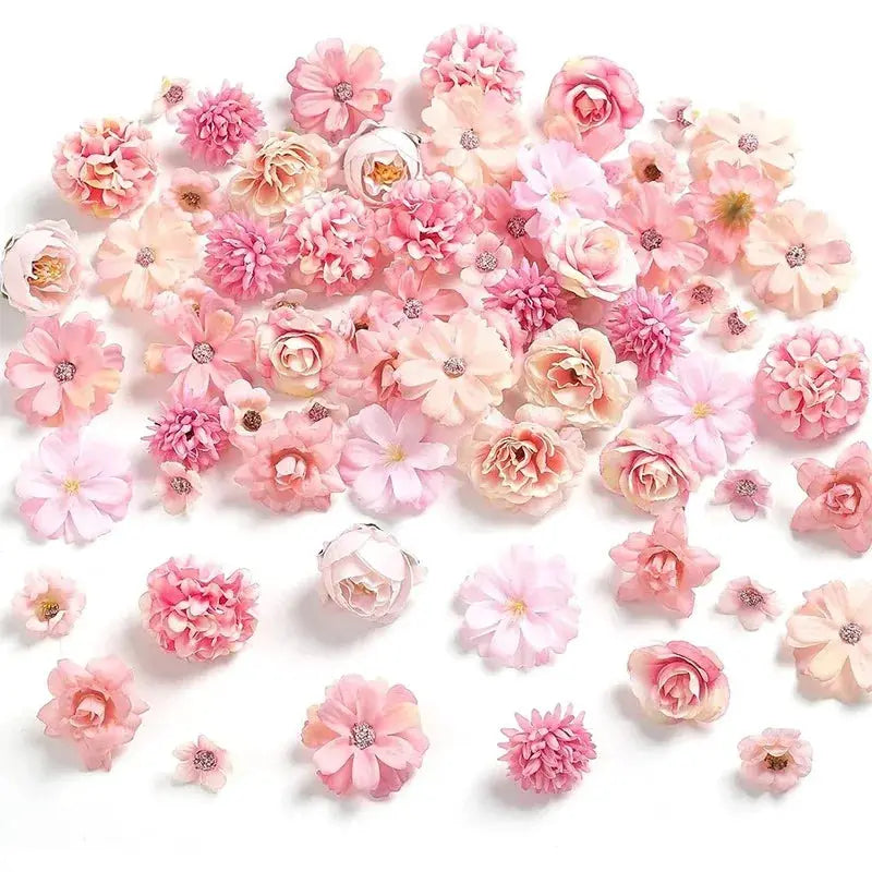 Silk rose flower heads, 20Pcs, 4 cm, pink shades for home decor and weddings