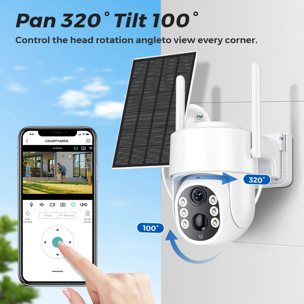 Simples Market ICSEE 5MP HD wireless solar outdoor WiFi camera with 7800mAh battery and solar panel