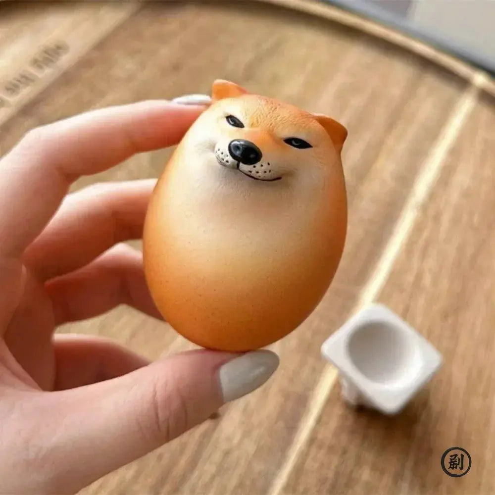 Shiba Inu Realistic Egg Shape PVC Desk Decor Dog Ornament For Home Office And Christmas Gift