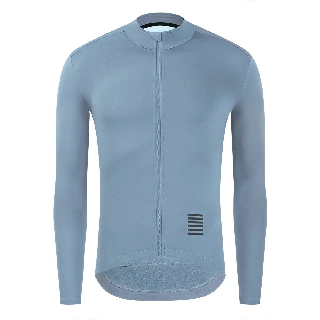 YKYWBIKE men's cycling jacket in blue with full zip and thermal fleece lining