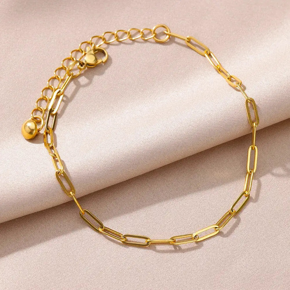 Gold Tone Stainless Steel Imitation Pearl Anklets for Women Beach Jewelry Chain Leg Bracelets Gift