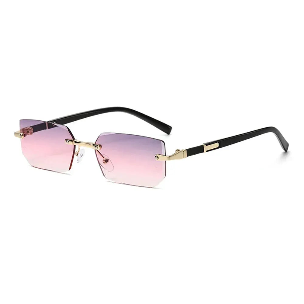 Rimless Edge Rectangle Sunglasses Unisex Frameless Designer Fashion Y2K Vintage Square Sun Glasses