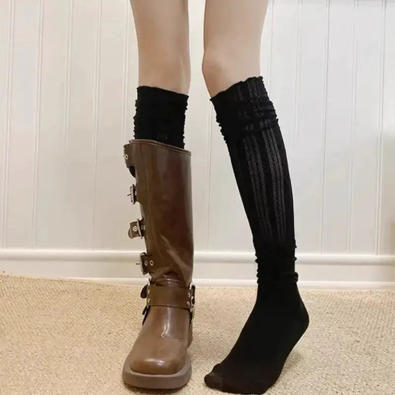 Lightweight Ballet Stamped Foot Pile Up Leg Covers With Twisted Mesh And Ruffle Detail For Summer