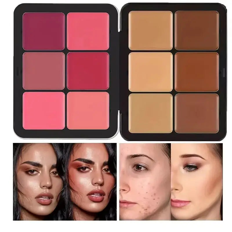 LuxeGlow 12 Color Concealer And Blush Palette Matte And Highlight Contour Makeup For All Skin Tones