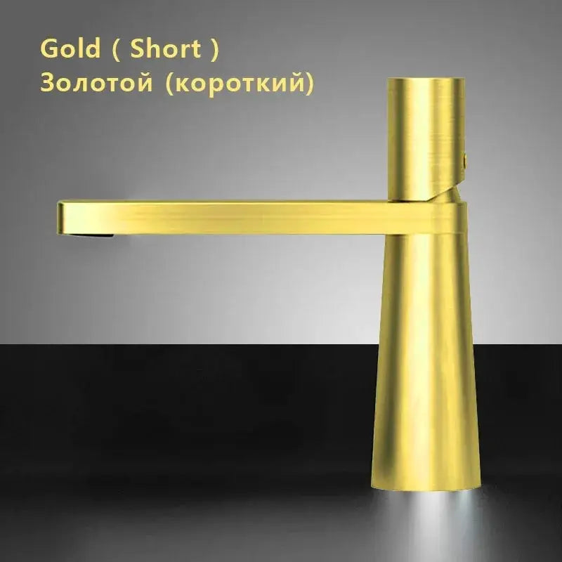 Brushed gold basin faucet with single-handle, single-hole brass bathroom mixer tap