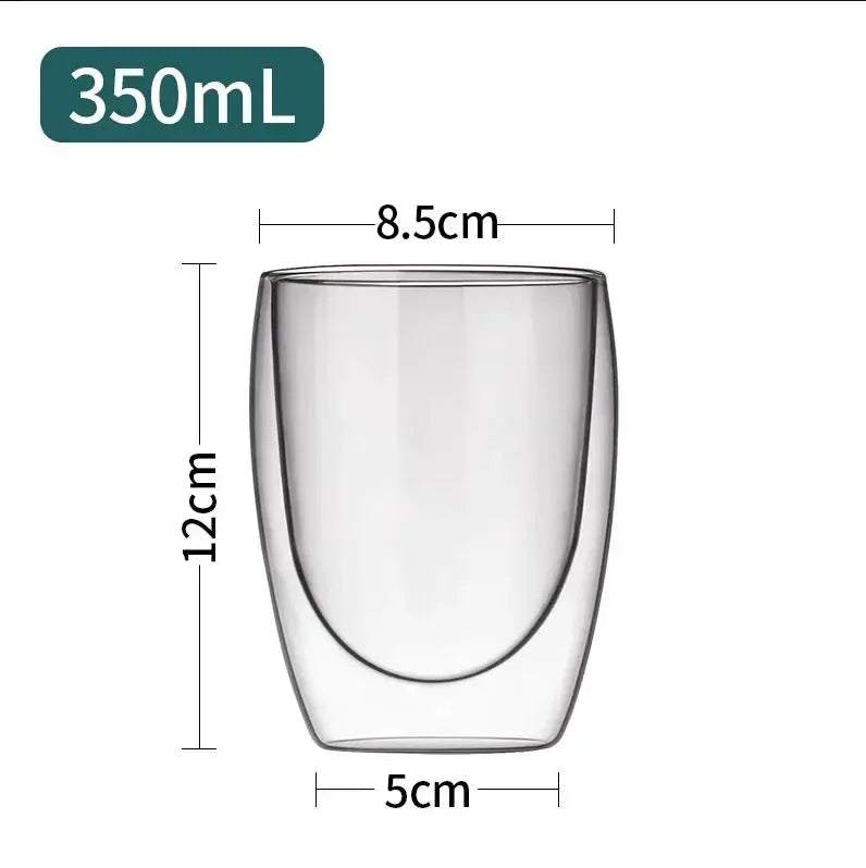 Double Bottom Wall Glass Tumbler Set For Coffee Tea Whiskey Vodka Wine Heat Resistant Drinkware